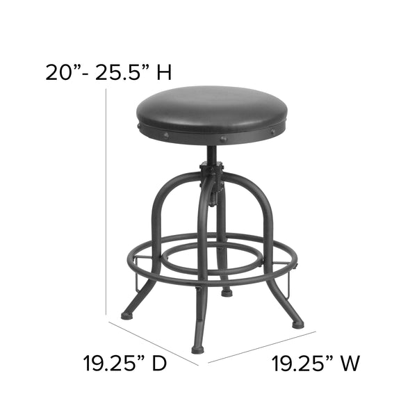 24inch Counter Height Stool w/ Swivel Lift Black LeatherSoft Seat - Kitchen Chair