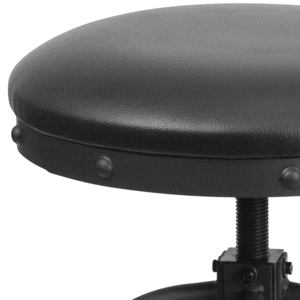 24inch Counter Height Stool w/ Swivel Lift Black LeatherSoft Seat - Kitchen Chair