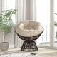 Beige Cushion/Brown Frame |#| Brown Swivel Patio Papasan Lounge Chair with Beige Cushion - Accent Chair