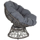 Gray Cushion/Gray Frame |#| Swivel Patio Papasan Lounge Chair with Dark Gray Cushion - Accent Chair