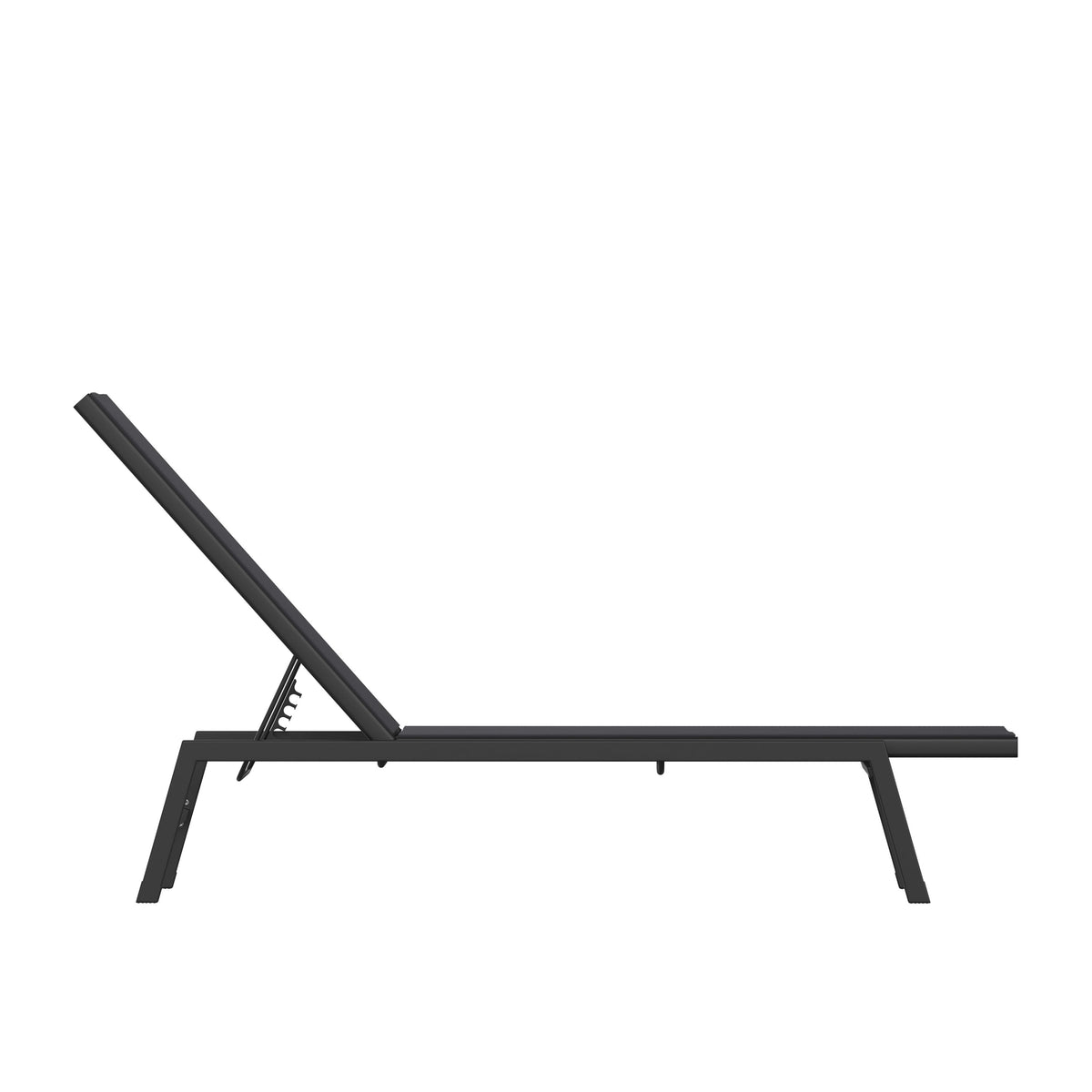 Black |#| All-Weather Textilene Adjustable Chaise Lounge Chair - Black/Black