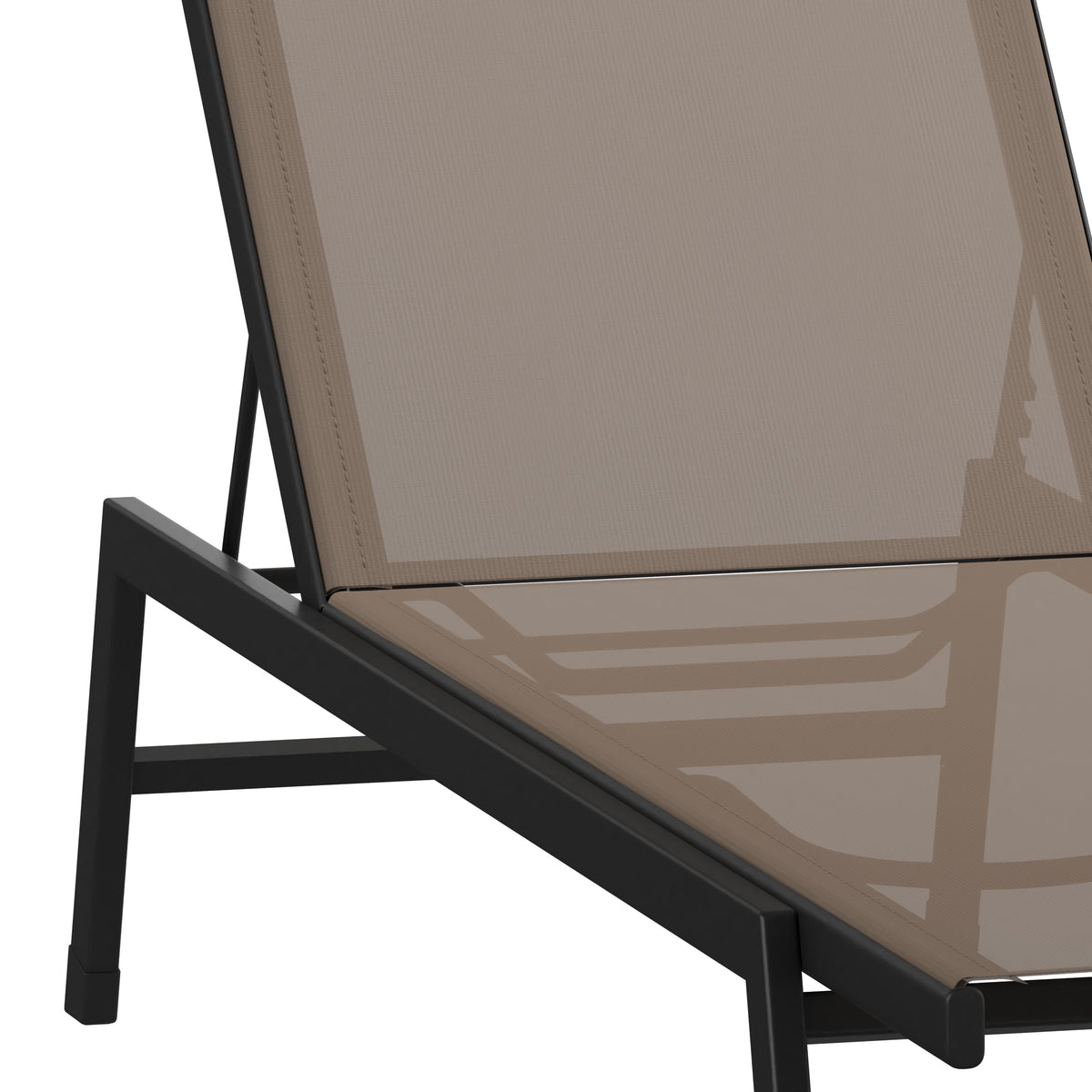 Brown |#| All-Weather Textilene Adjustable Chaise Lounge Chair - Black/Brown