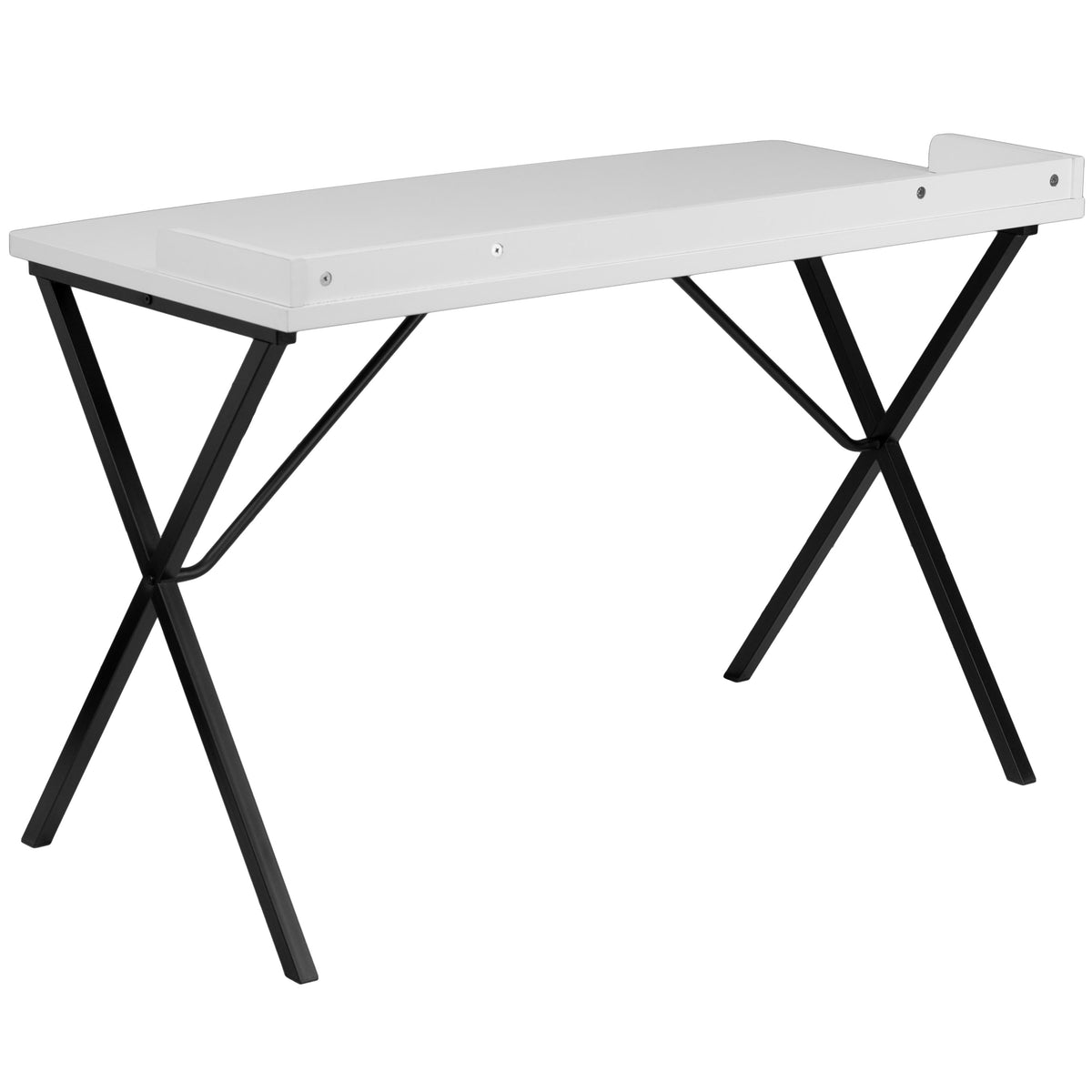 White |#| White Computer Desk w/ Raised Back Border - Home Office Furniture - Writing Desk