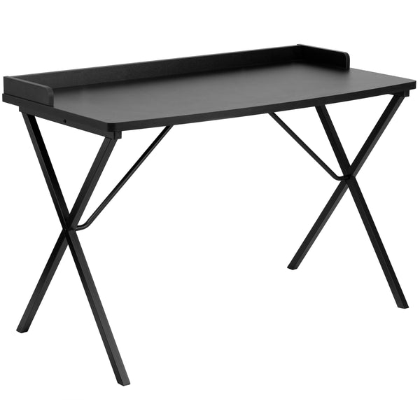 Black |#| Black Computer Desk w/ Raised Back Border - Home Office Furniture - Writing Desk