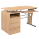 Maple |#| Maple Desk with Three Drawer Single Pedestal and Pull-Out Keyboard Tray