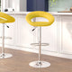 Yellow |#| Yellow Vinyl Rounded Orbit-Style Back Adjustable Height Barstool w/ Chrome Base