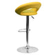 Yellow |#| Yellow Vinyl Rounded Orbit-Style Back Adjustable Height Barstool w/ Chrome Base