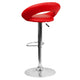 Red |#| Red Vinyl Rounded Orbit-Style Back Adjustable Height Barstool w/ Chrome Base