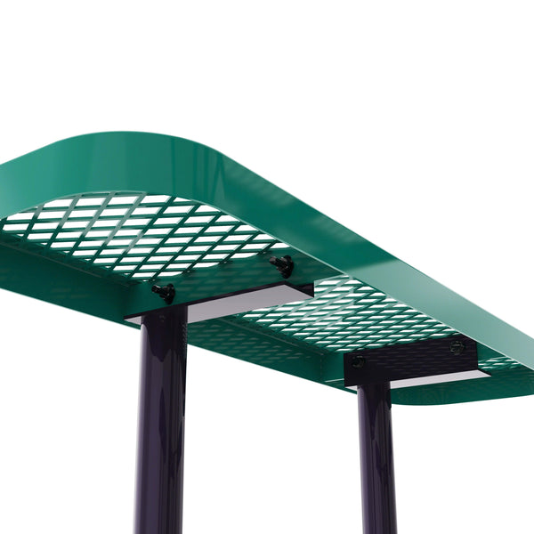 Green |#| Commercial 46 Inch Square Expanded Mesh Metal Picnic Table with Anchors - Green