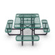 Green |#| Commercial 46 Inch Square Expanded Mesh Metal Picnic Table with Anchors - Green