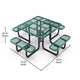 Green |#| Commercial 46 Inch Square Expanded Mesh Metal Picnic Table with Anchors - Green