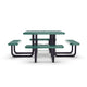 Green |#| Commercial 46 Inch Square Expanded Mesh Metal Picnic Table with Anchors - Green