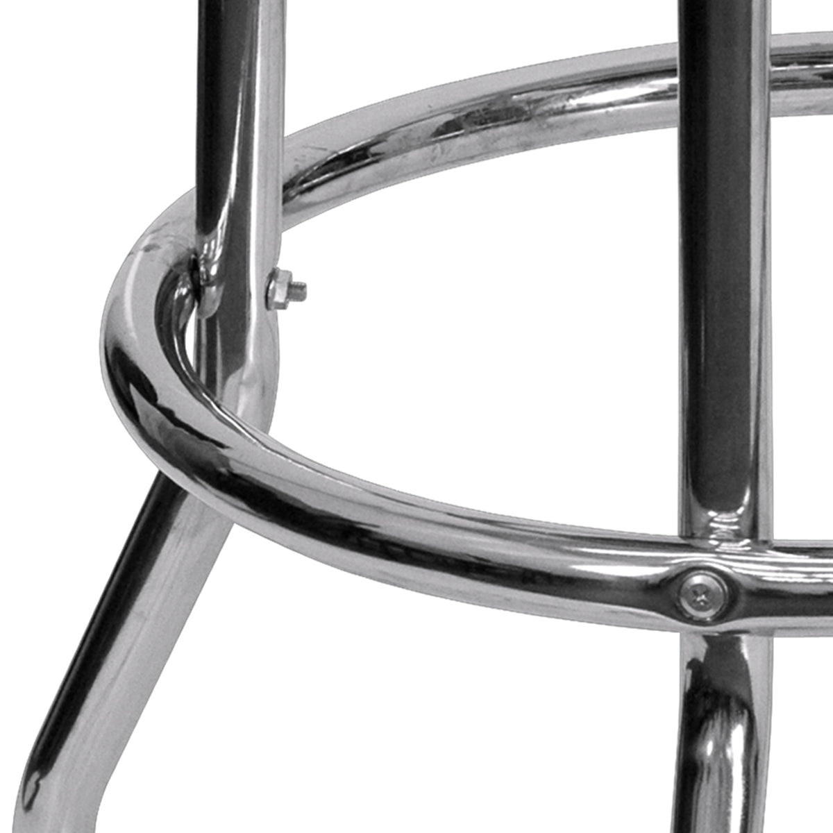 Black |#| Backless Double Ring Chrome Swivel Barstool with Black Vinyl Seat & Footrest