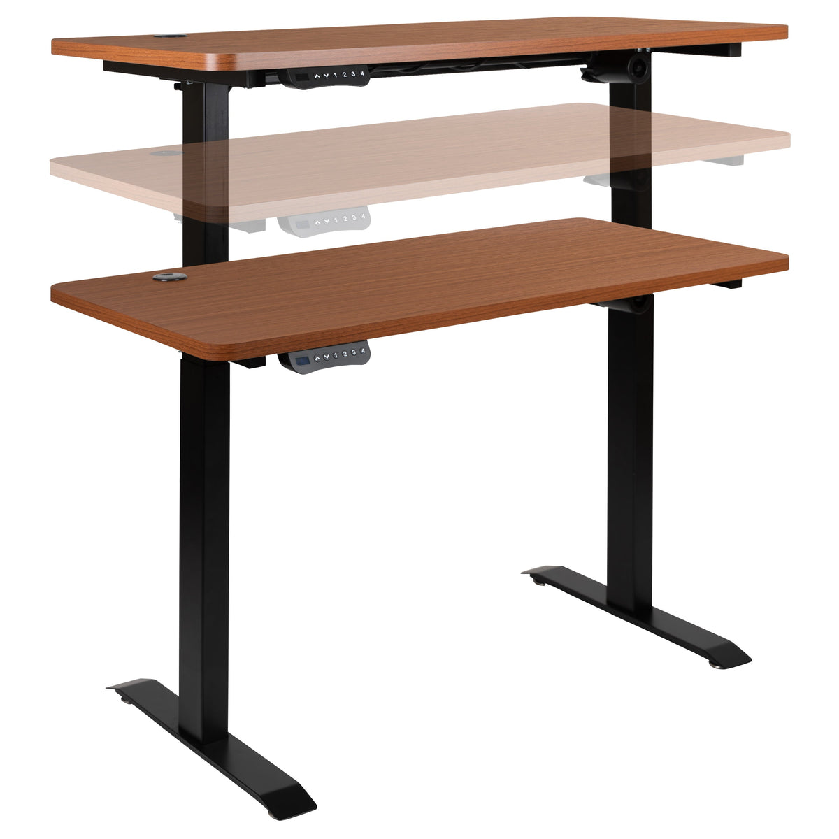 Mahogany |#| Electric Height Adjustable Standing Desk - 48inch Wide x 24inch Deep (Mahogany)