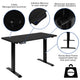 Black |#| Electric Height Adjustable Standing Desk - 48inch Wide x 24inch Deep (Black)