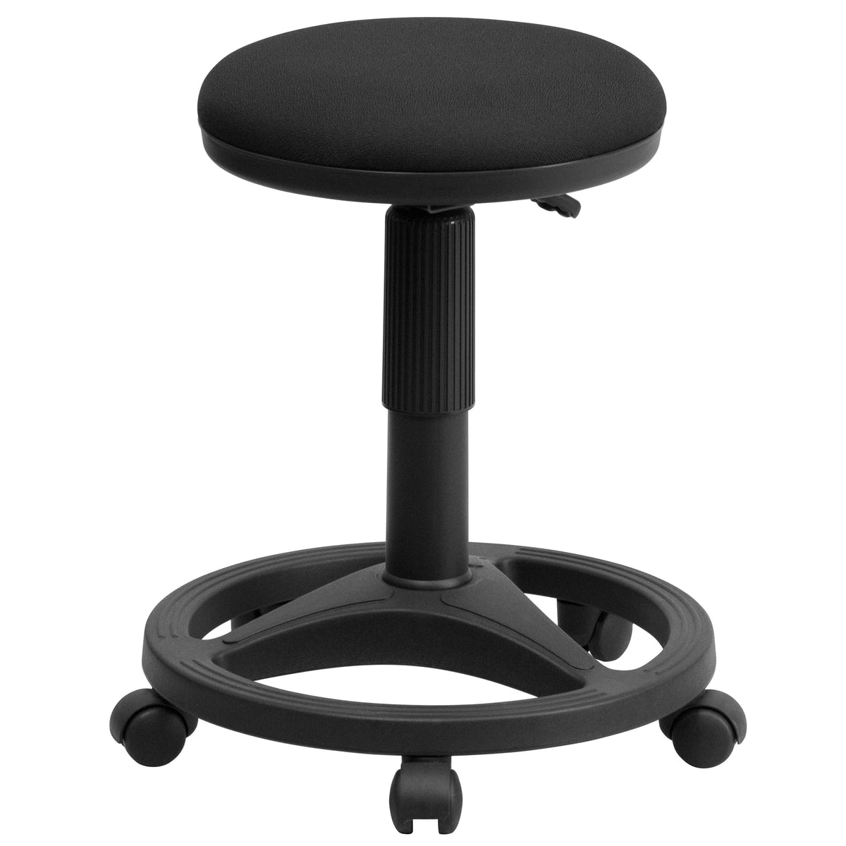 Black Backless Ergonomic Padded Stool with Foot Ring - Medical Stools