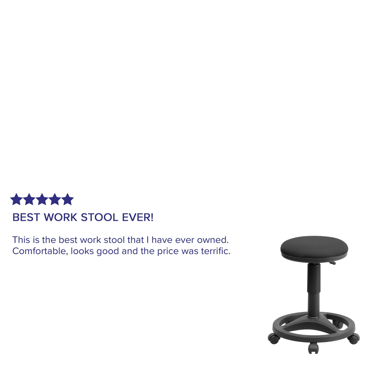 Black Backless Ergonomic Padded Stool with Foot Ring - Medical Stools