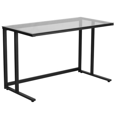 Glass Desk with Pedestal Frame - View 1