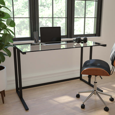 Glass Desk with Pedestal Frame - View 2