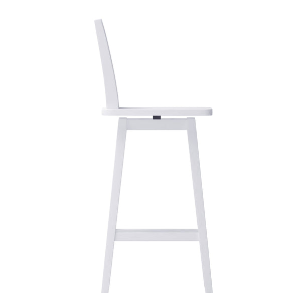 White Wash |#| Commercial 360° Swivel Wood Bar Height Stool in Antique White Wash