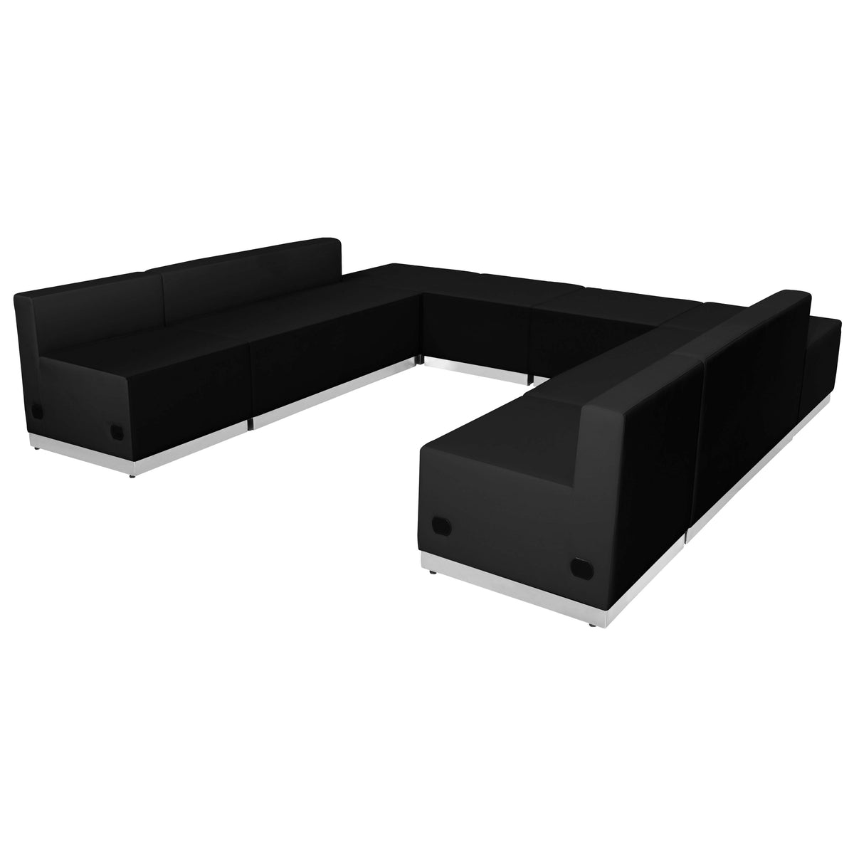 Black |#| 8 PC Black LeatherSoft Modular Reception Configuration w/Taut Back &Seat