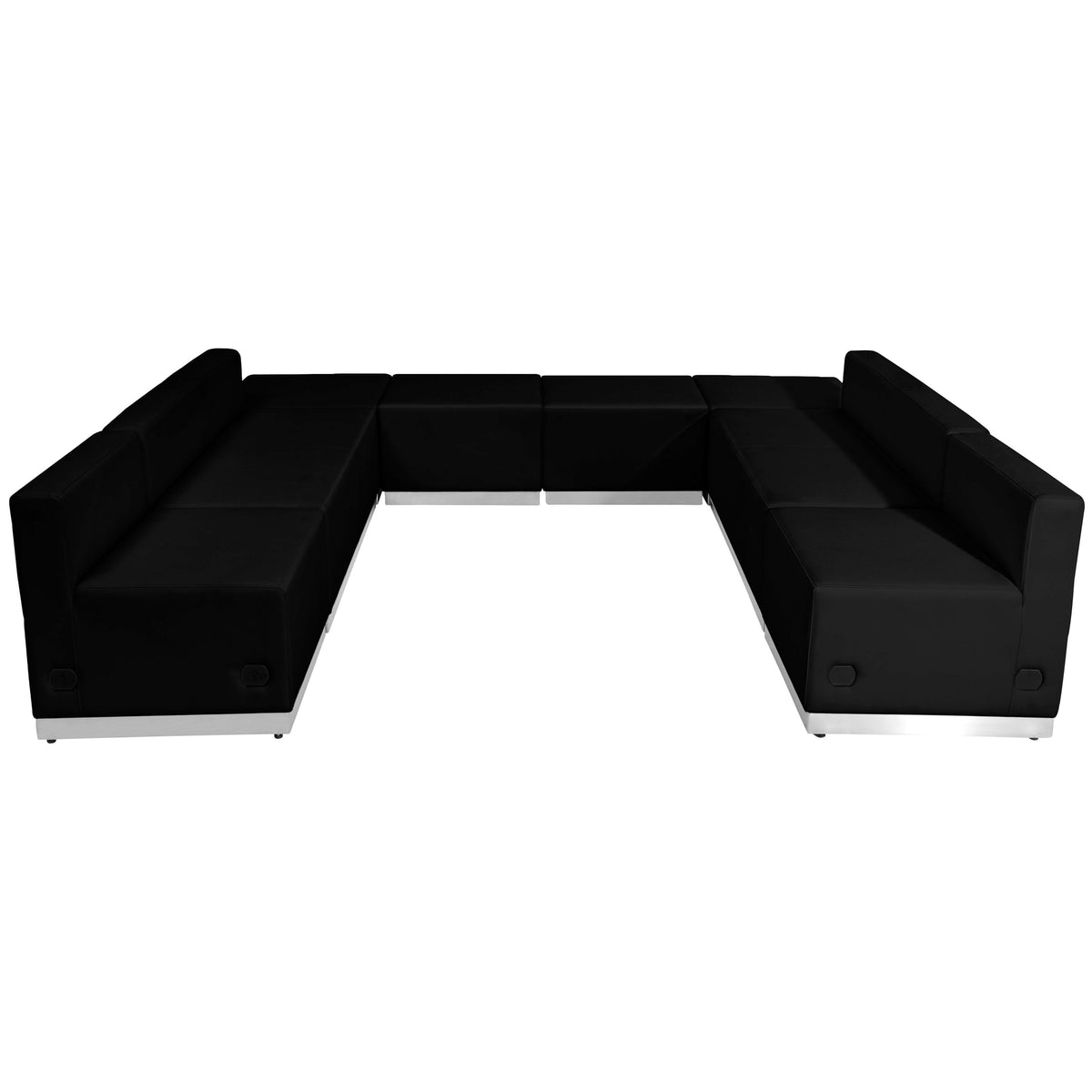 Black |#| 8 PC Black LeatherSoft Modular Reception Configuration w/Taut Back &Seat