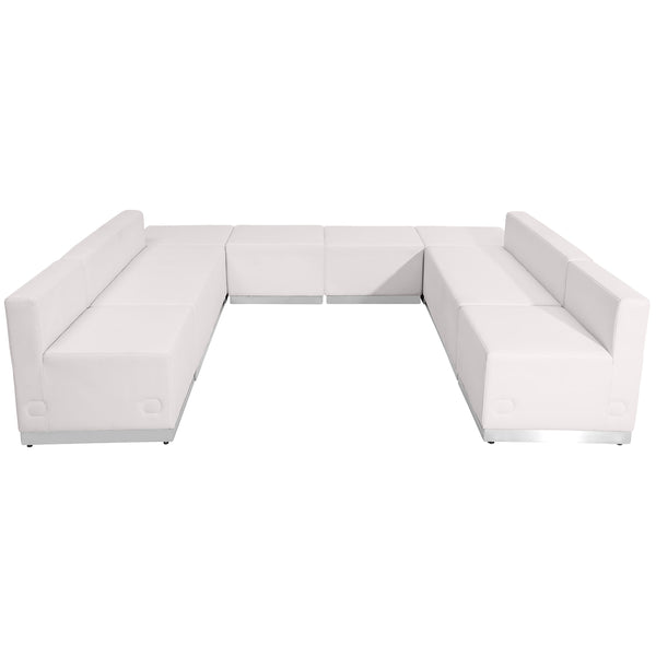 Melrose White |#| 8 PC White LeatherSoft Modular Reception Configuration w/Taut Back &Seat