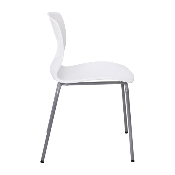 White |#| Commercial Grade 770 LB. Capacity Plastic Stack Chair with Lumbar Support-White