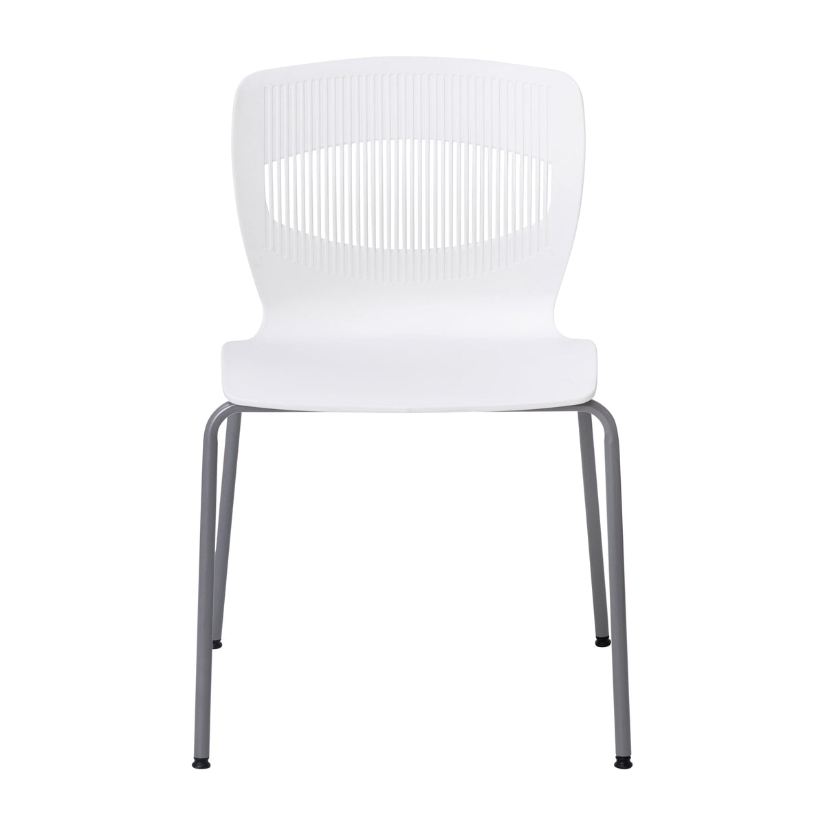 White |#| Commercial Grade 770 LB. Capacity Plastic Stack Chair with Lumbar Support-White