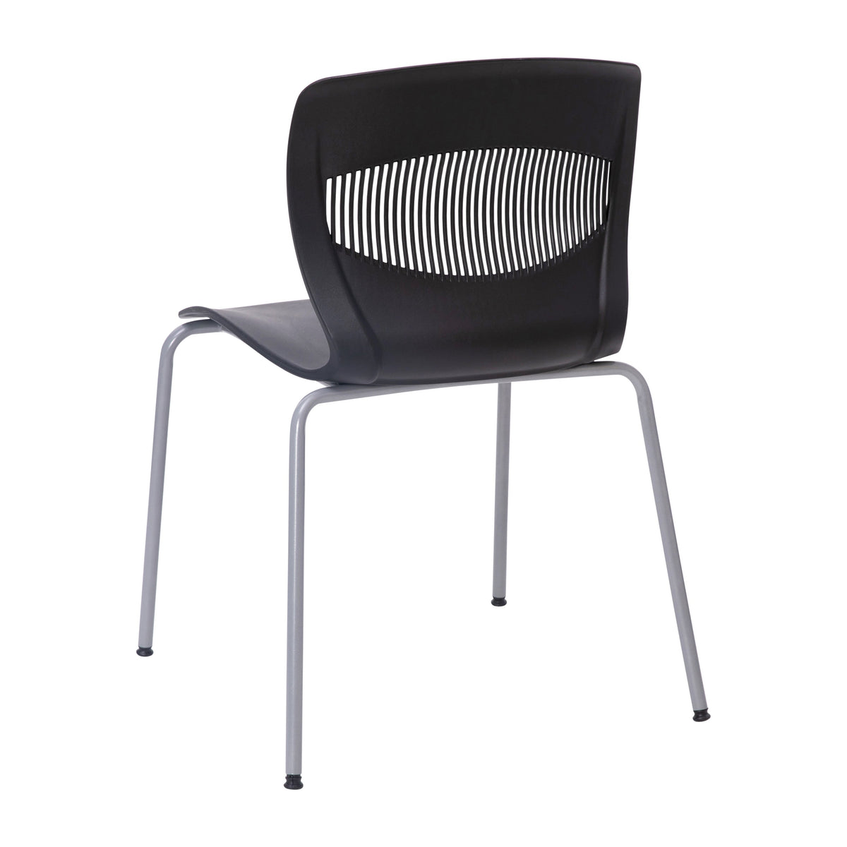 Black |#| Commercial Grade 770 LB. Capacity Plastic Stack Chair with Lumbar Support-Black