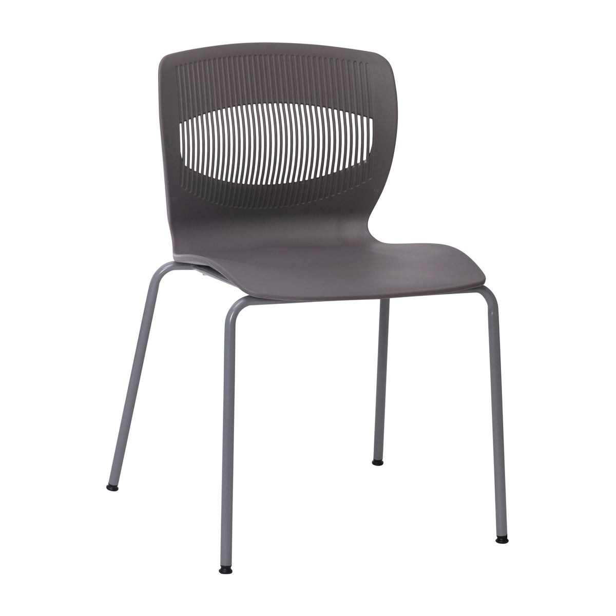 Gray |#| Commercial Grade 770 LB. Capacity Plastic Stack Chair with Lumbar Support-Gray