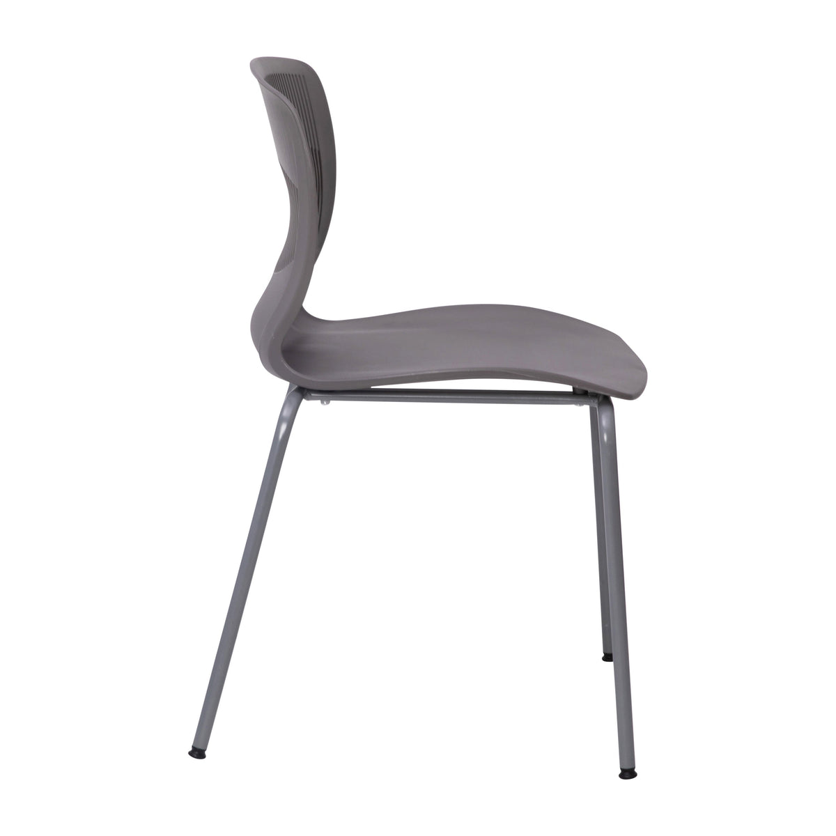 Gray |#| Commercial Grade 770 LB. Capacity Plastic Stack Chair with Lumbar Support-Gray