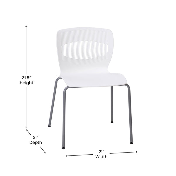 White |#| Commercial Grade 770 LB. Capacity Plastic Stack Chair with Lumbar Support-White