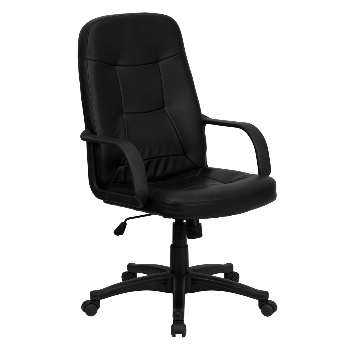 High Back Black Glove Vinyl Executive Swivel Office Chair with Arms