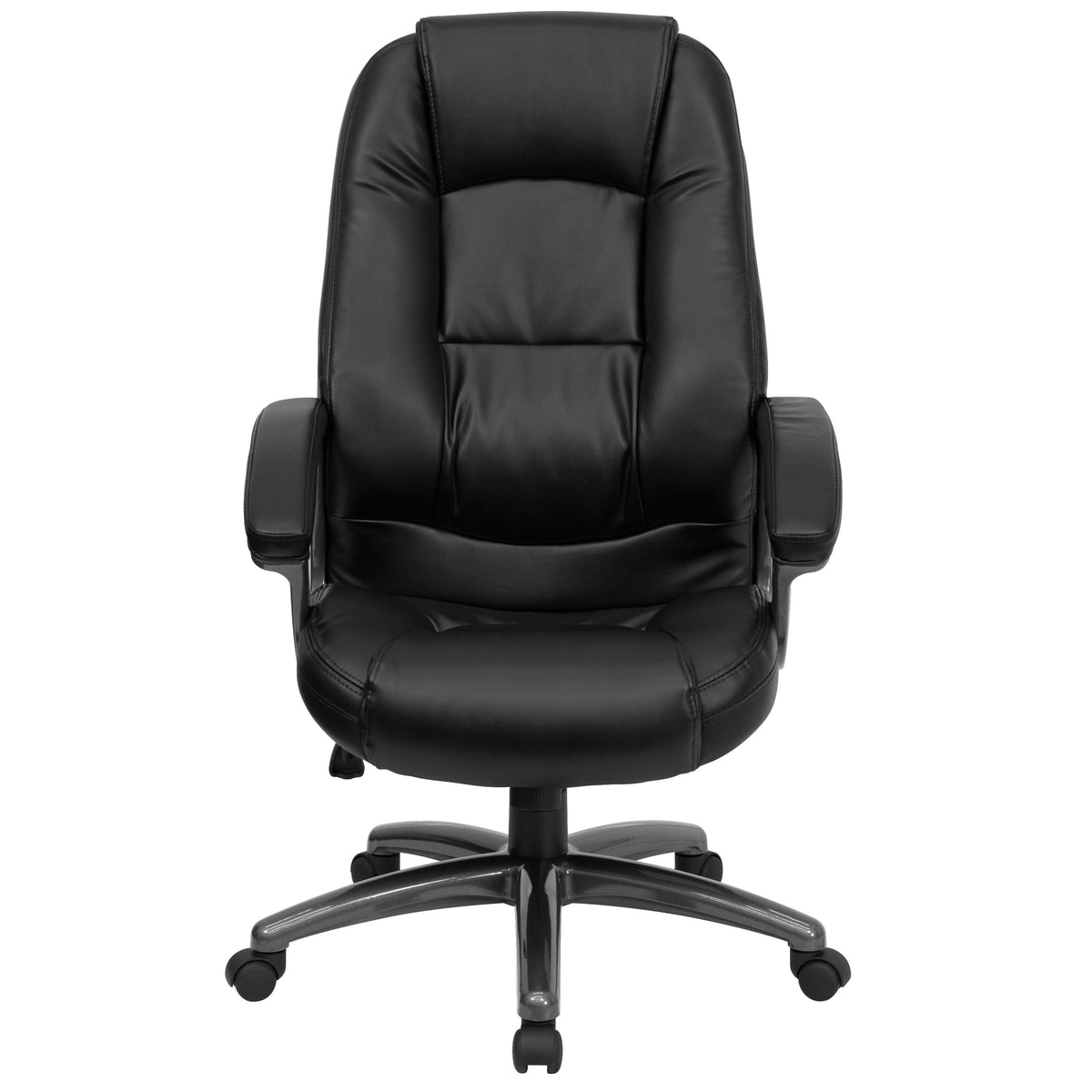 High Back Black LeatherSoft Swivel Ergonomic Office Chair w/Deep Curved Lumbar