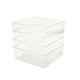 Set of 4 Plastic Stacking Desk Drawer Organizers with Gold Trim - 6 x 6