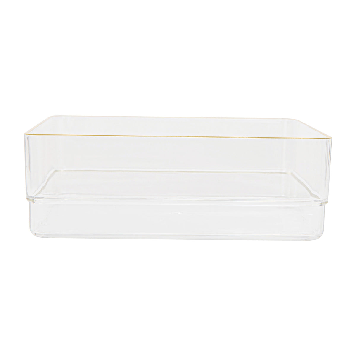 Set of 4 Plastic Stacking Desk Drawer Organizers with Gold Trim - 6 x 6