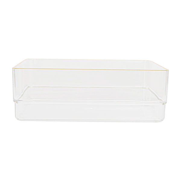 Set of 4 Plastic Stacking Desk Drawer Organizers with Gold Trim - 6 x 6