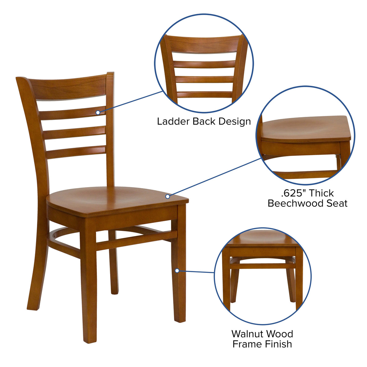 Cherry Wood Seat/Cherry Wood Frame |#| Ladder Back Cherry Wood Restaurant Chair