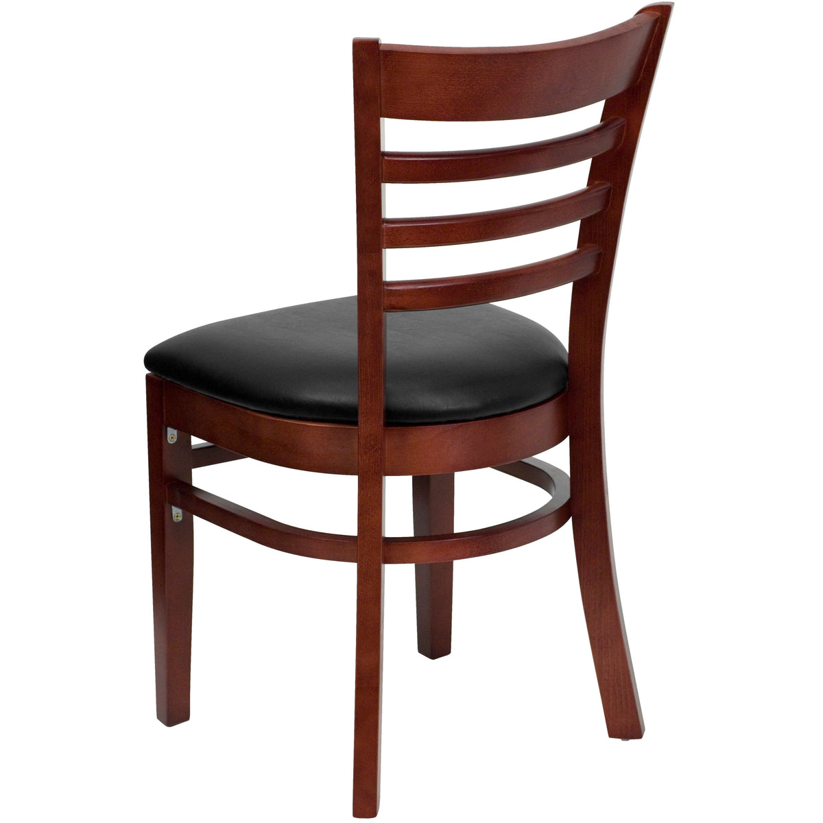 Black Vinyl Seat/Mahogany Wood Frame |#| Ladder Back Mahogany Wood Restaurant Chair - Black Vinyl Seat