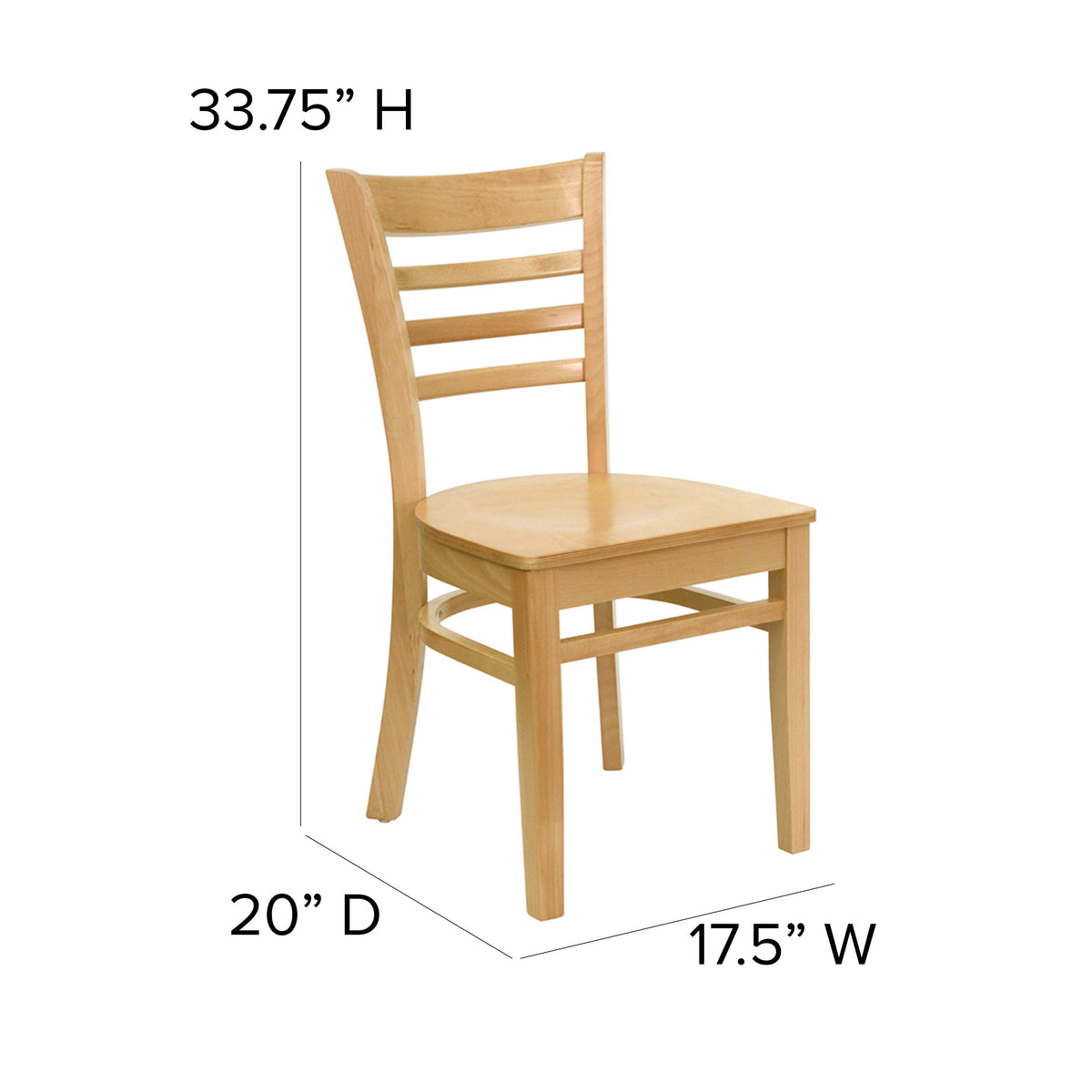 Natural Wood Seat/Natural Wood Frame |#| Ladder Back Natural Wood Restaurant Chair