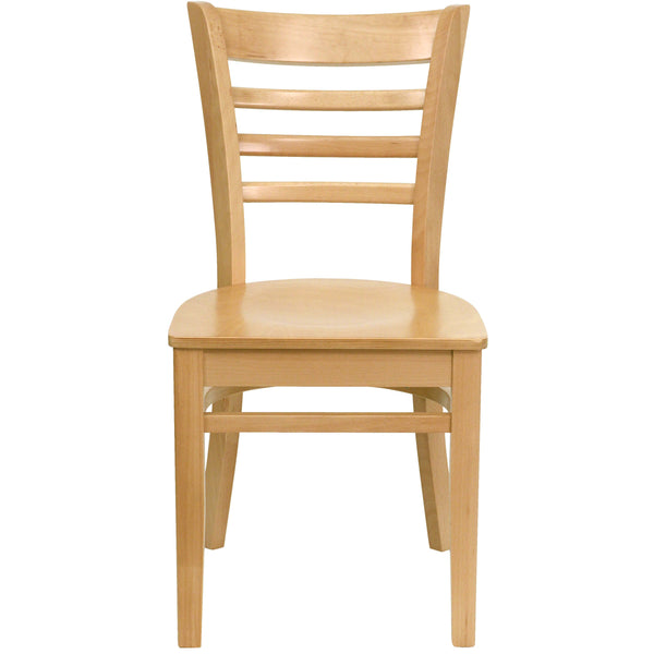 Natural Wood Seat/Natural Wood Frame |#| Ladder Back Natural Wood Restaurant Chair