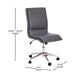 Gray |#| Mid-Back Armless Office Task Chair with Chrome 5-Star Base in Gray LeatherSoft