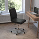 Black |#| Mid-Back Armless Office Task Chair with Chrome 5-Star Base in Black LeatherSoft