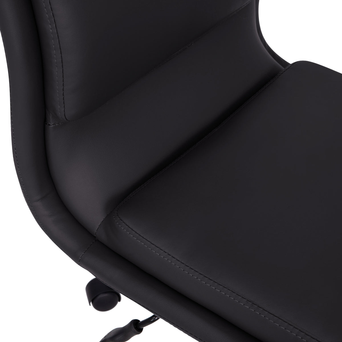 Black |#| Mid-Back Armless Office Task Chair with Chrome 5-Star Base in Black LeatherSoft