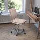 Taupe |#| Mid-Back Armless Office Task Chair with Chrome 5-Star Base in Taupe LeatherSoft