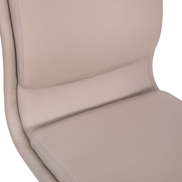 Taupe |#| Mid-Back Armless Office Task Chair with Chrome 5-Star Base in Taupe LeatherSoft