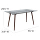 Clear Top/Walnut Frame |#| 31.5inch x 55inch Rectangular Solid Walnut Wood Table with Clear Glass Top