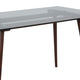 Clear Top/Walnut Frame |#| 31.5inch x 55inch Rectangular Solid Walnut Wood Table with Clear Glass Top