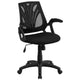 Black Mesh |#| Mid-Back Designer Black Mesh Swivel Task Office Chair with Open Arms